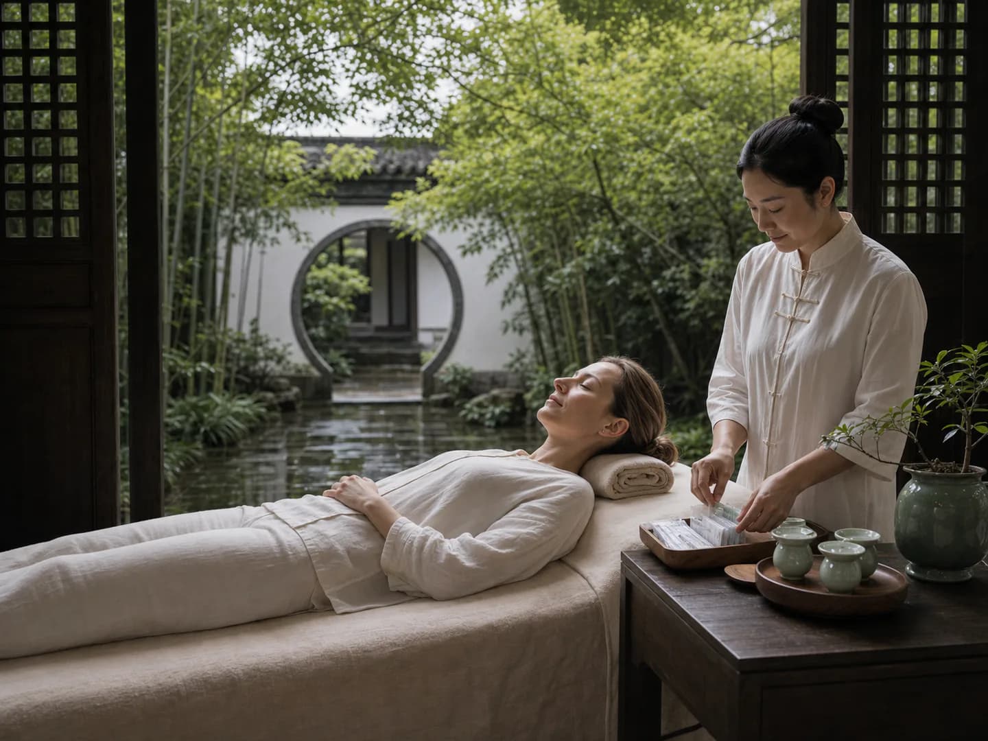 Quiet acupuncture setup for sleep-focused traditional wellness